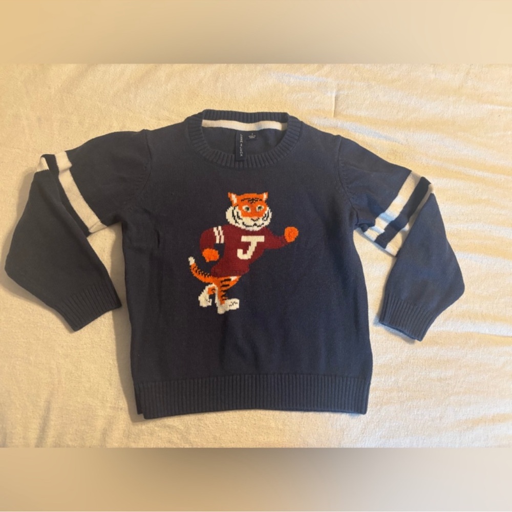 Janie and Jack Navy Sweater with Tiger Motif